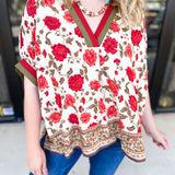 Fall Garden Blouse - Ecru-200 Fashion Blouses-ENTRO-July & June Women's Fashion Boutique Located in San Antonio, Texas