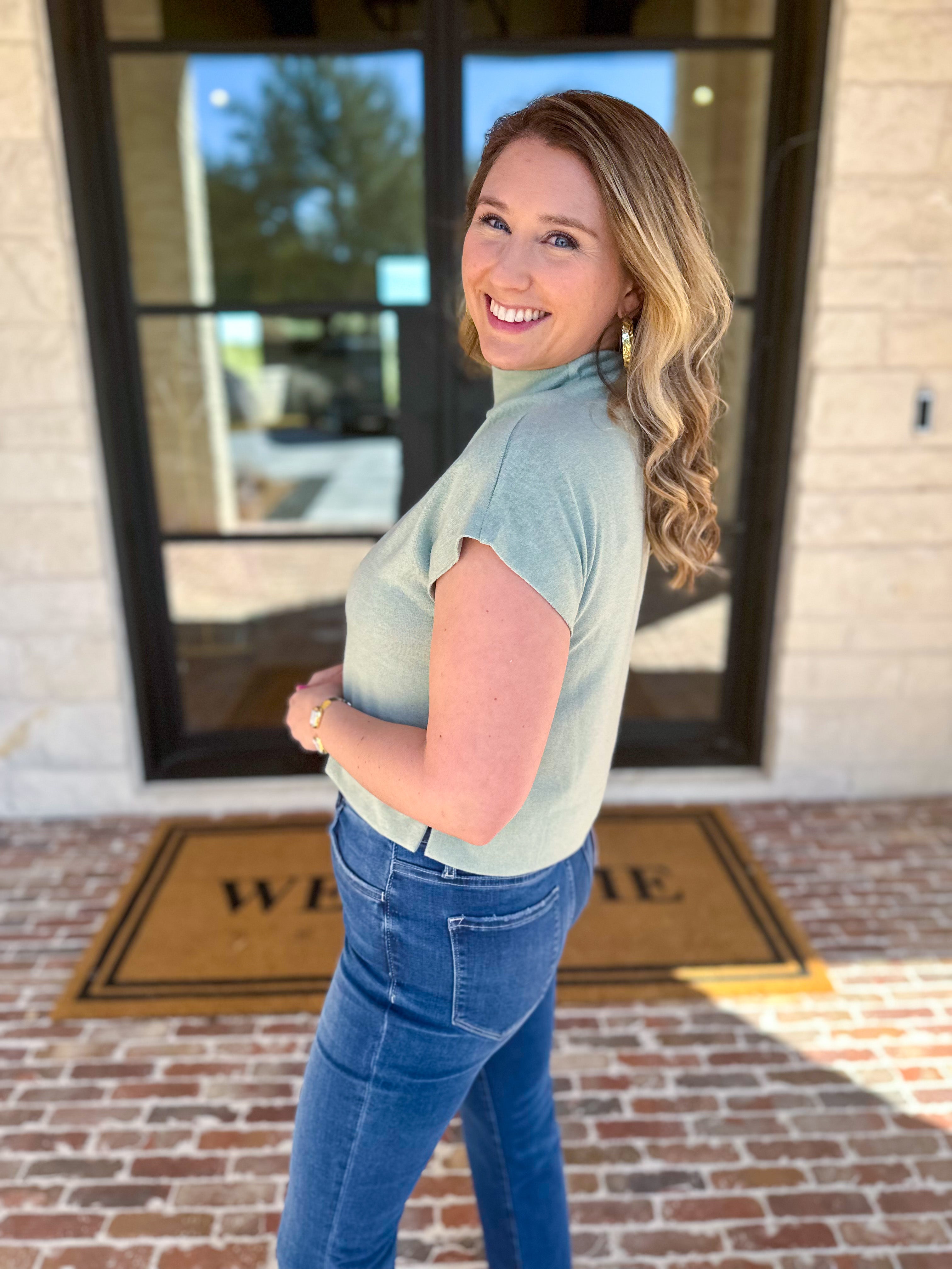 Soft Bloom Everyday Knit Top - Mint-230 Sweaters/Cardis-ENTRO-July & June Women's Fashion Boutique Located in San Antonio, Texas