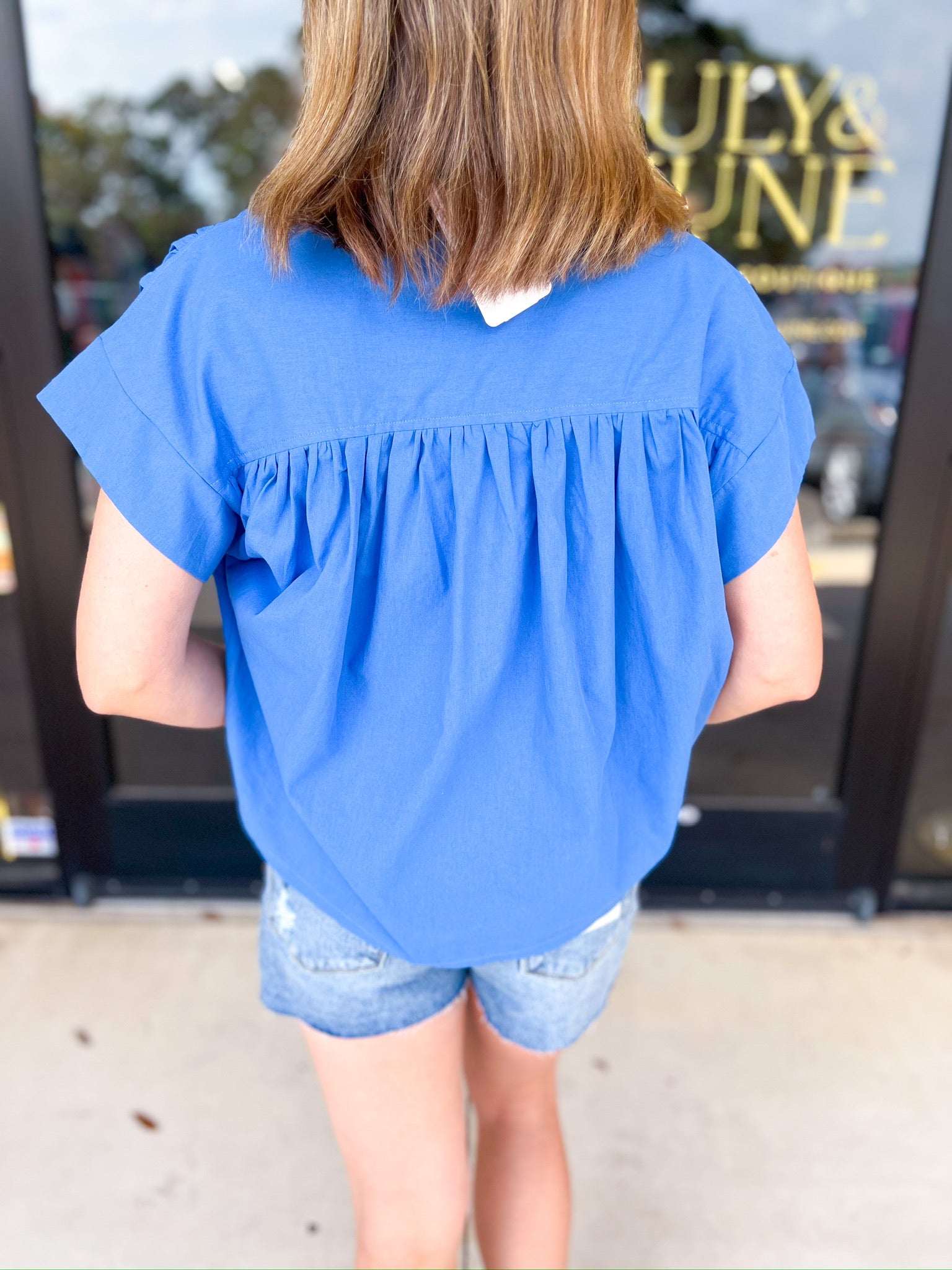 The Bridgete Blouse - Blue-200 Fashion Blouses-PINCH-July & June Women's Fashion Boutique Located in San Antonio, Texas