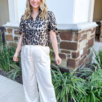 THML - Metallic Cheetah Blouse-200 Fashion Blouses-THML-July & June Women's Fashion Boutique Located in San Antonio, Texas