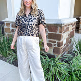 THML - Metallic Cheetah Blouse-200 Fashion Blouses-THML-July & June Women's Fashion Boutique Located in San Antonio, Texas
