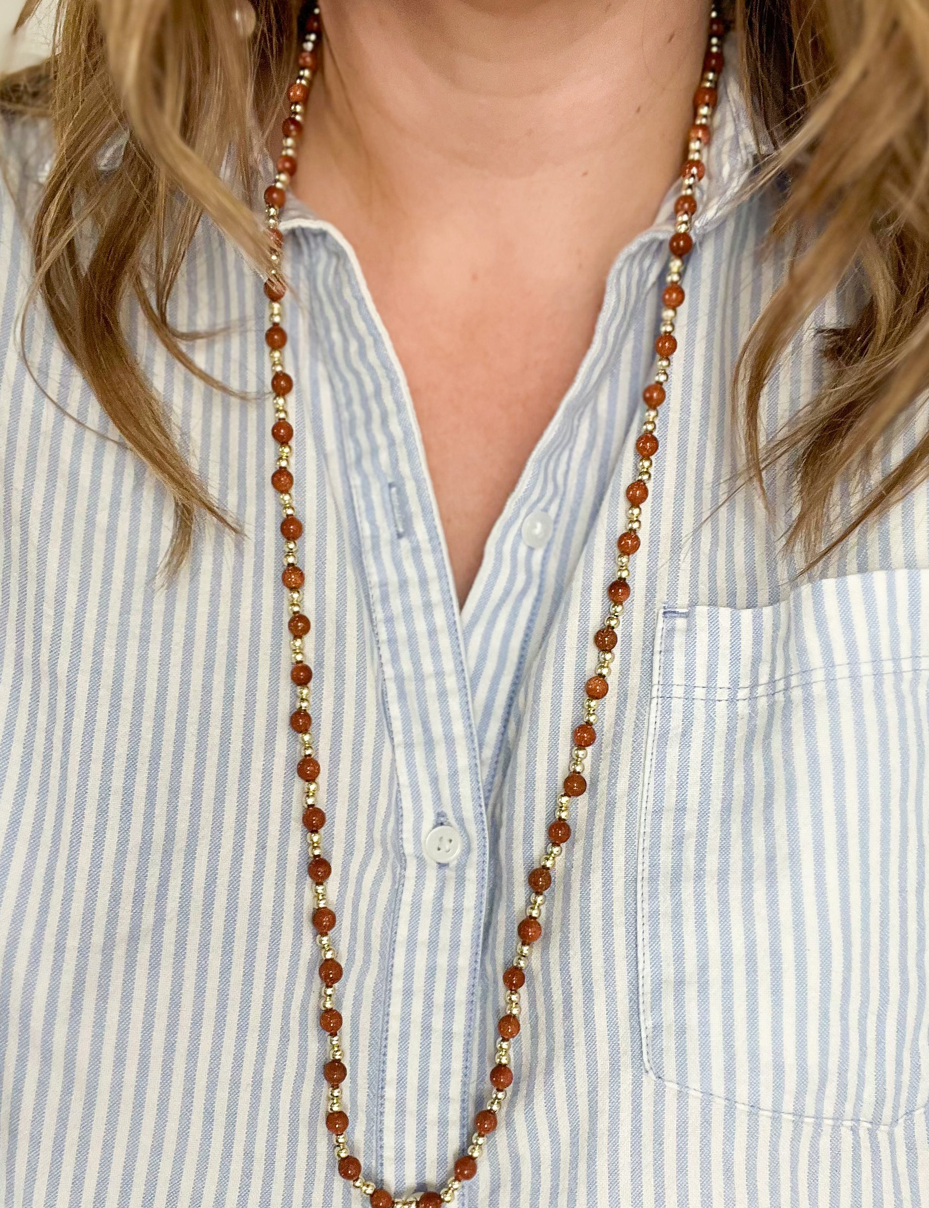 Natalie Wood - Adorned Beaded Necklace - Sandstone-110 Jewelry & Hair-Natalie Wood-July & June Women's Fashion Boutique Located in San Antonio, Texas