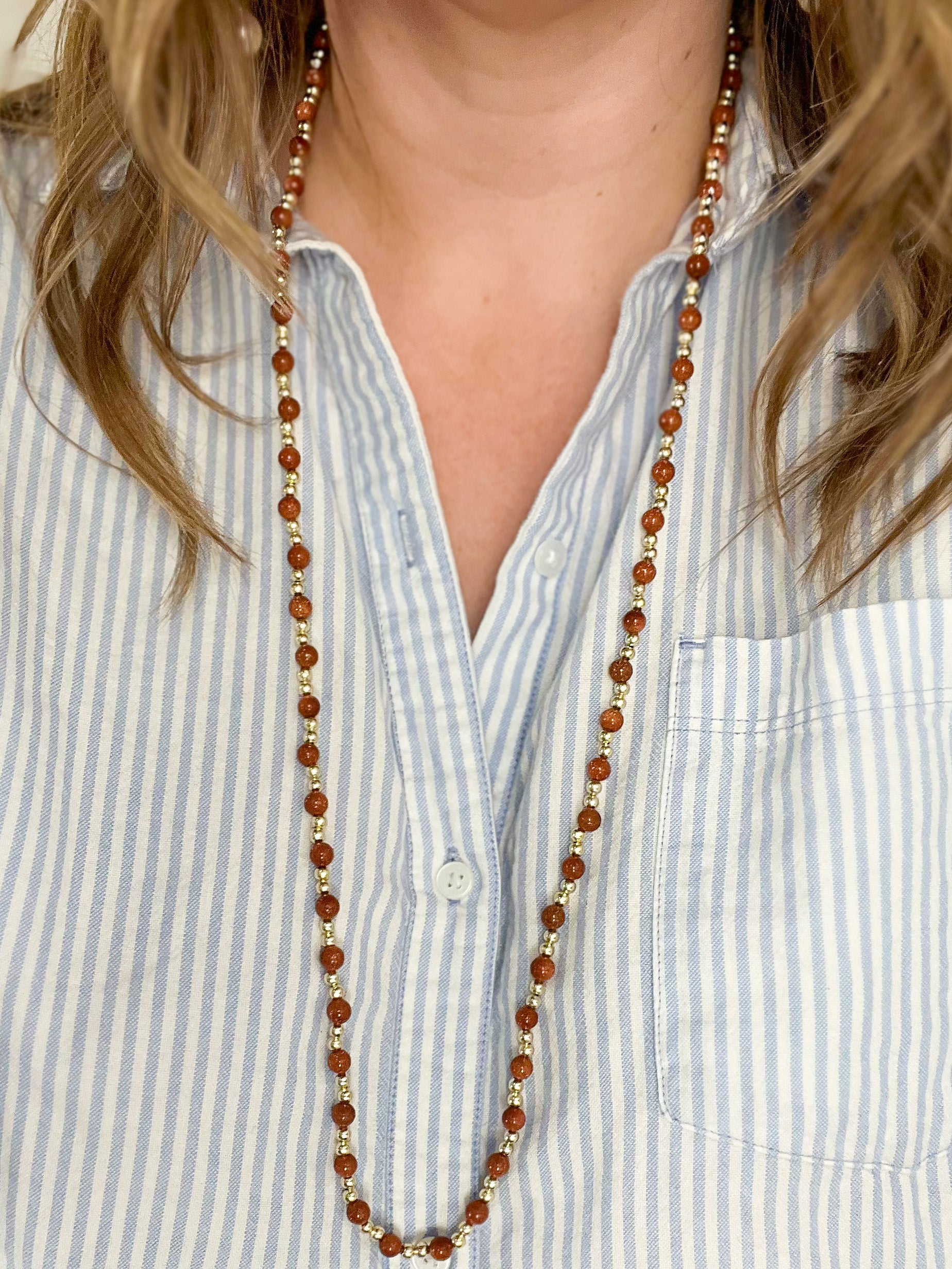 Natalie Wood - Adorned Beaded Necklace - Sandstone-110 Jewelry & Hair-Natalie Wood-July & June Women's Fashion Boutique Located in San Antonio, Texas