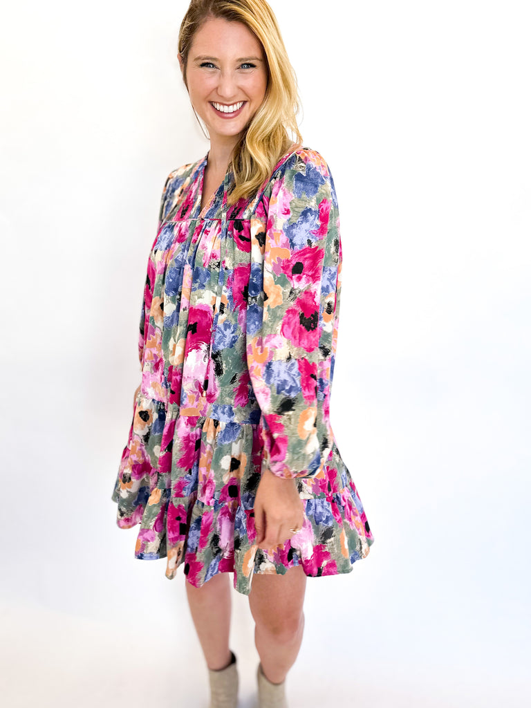 Orchid Floral Dreams Mini Dress-510 Mini-ENTRO-July & June Women's Fashion Boutique Located in San Antonio, Texas