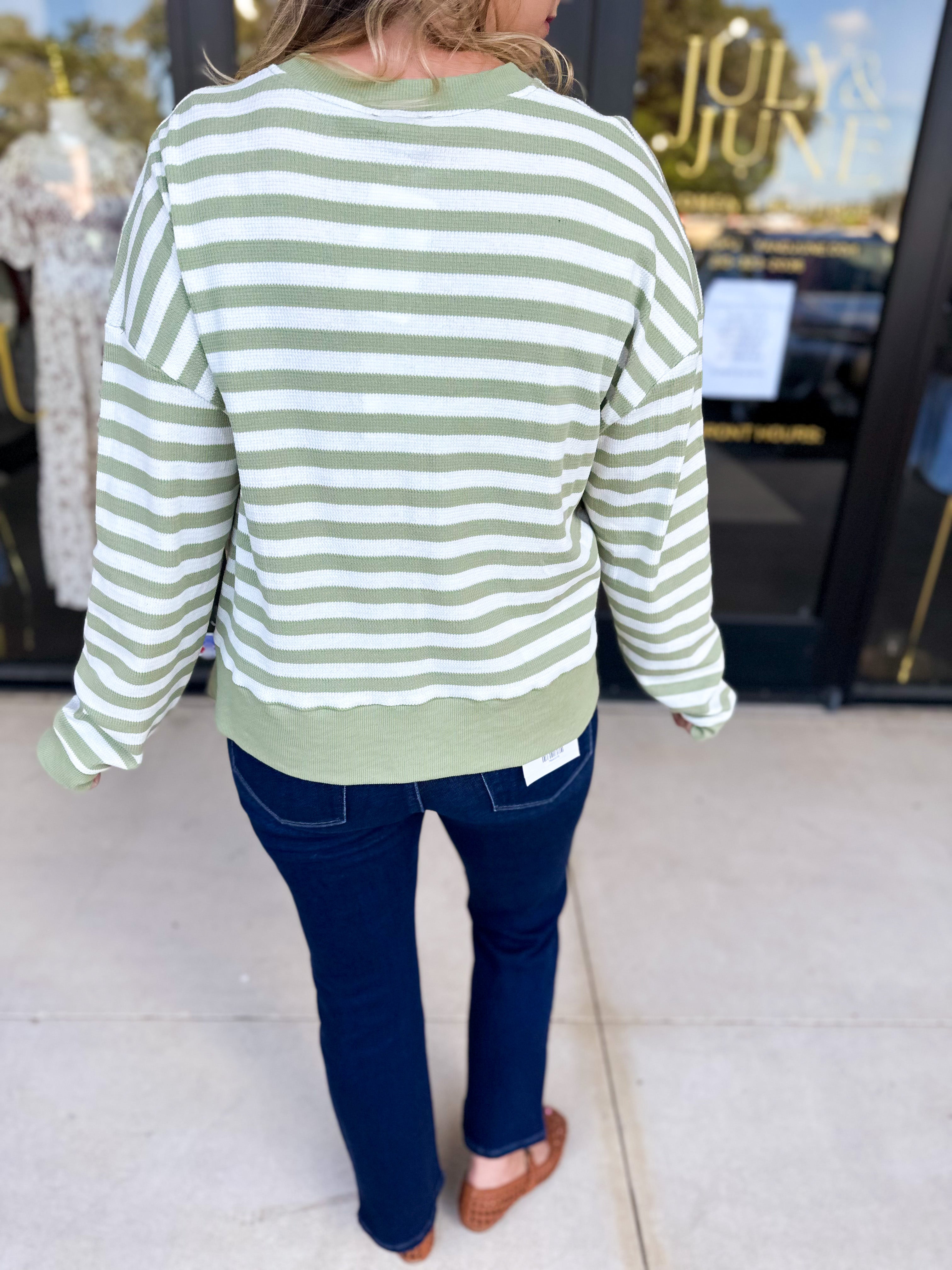 Casual Cool Henley Long Sleeve - Sage-210 Casual Blouses-POLOGRAM-July & June Women's Fashion Boutique Located in San Antonio, Texas