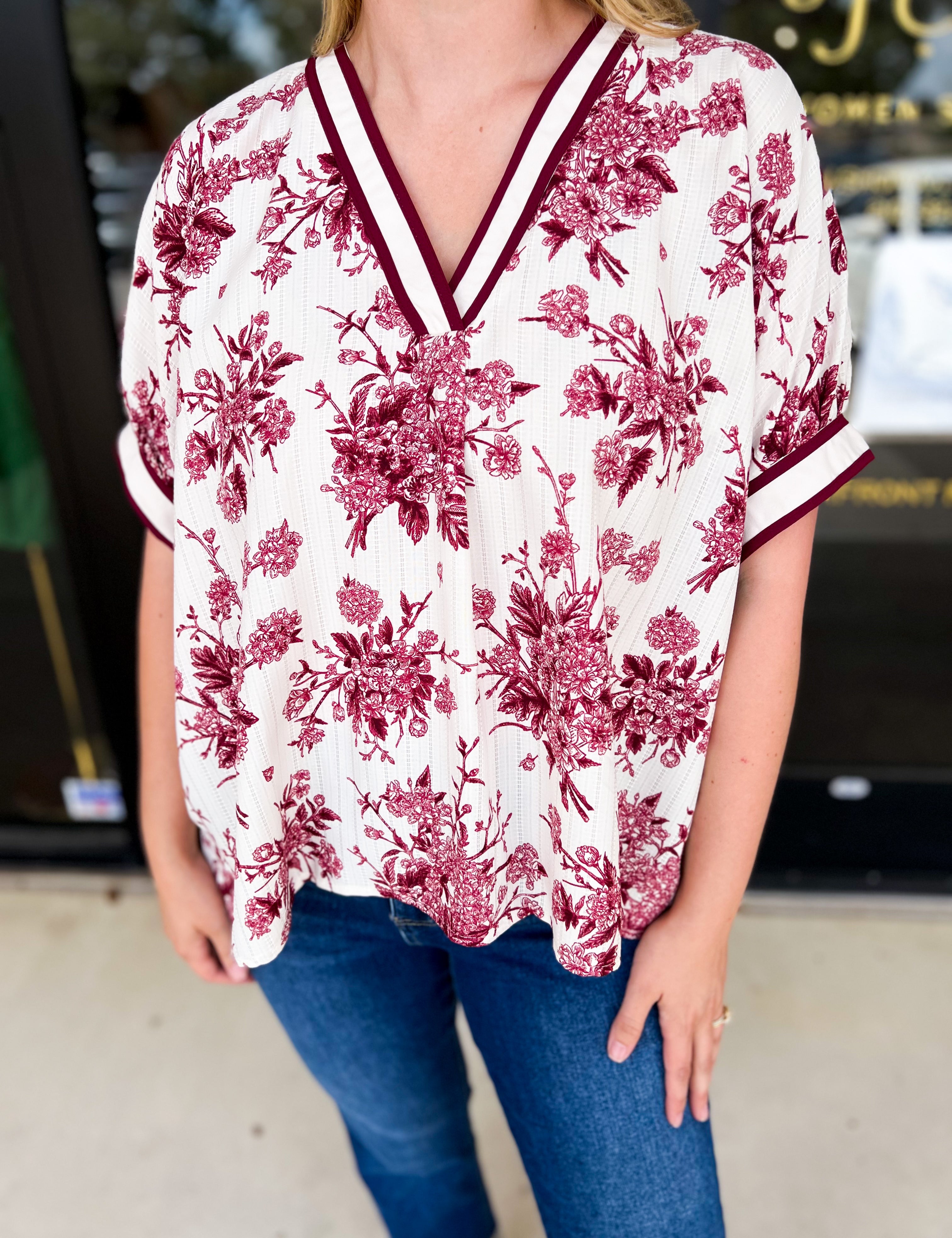 The Briar Blouse - Burgundy-200 Fashion Blouses-ENTRO-July & June Women's Fashion Boutique Located in San Antonio, Texas