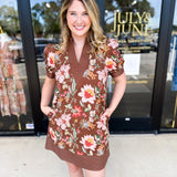 The Julia Mini Dress - Brown-510 Mini-ENTRO-July & June Women's Fashion Boutique Located in San Antonio, Texas