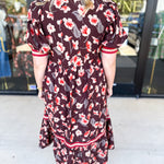 Chocolate Brown Floral Midi Dress-500 Midi-ENTRO-July & June Women's Fashion Boutique Located in San Antonio, Texas