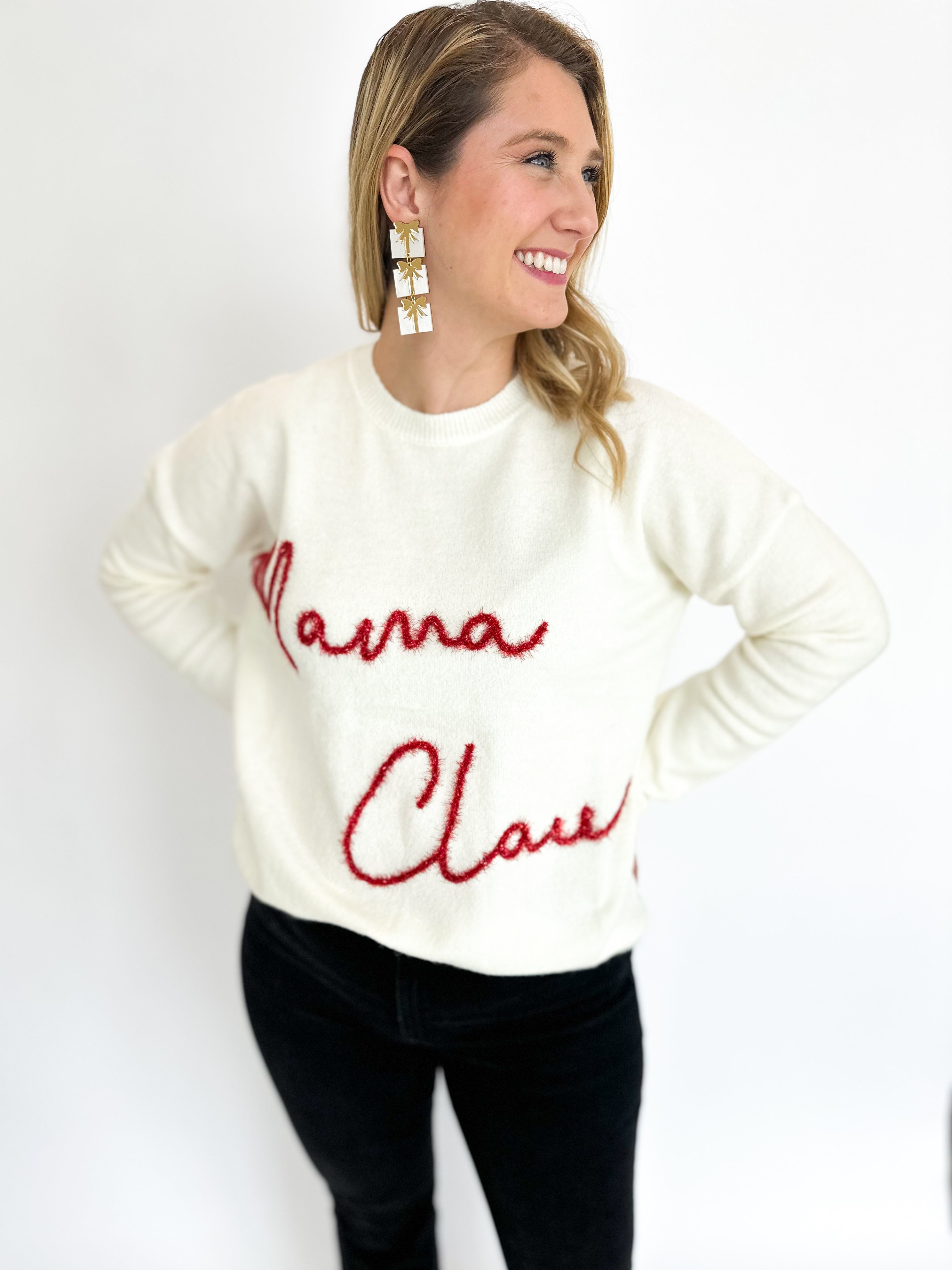 Mama Claus Sweater Top-230 Sweaters/Cardis-GILLI CLOTHING-July & June Women's Fashion Boutique Located in San Antonio, Texas
