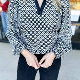 Mary Square- The Kayla High Notes Blouse-200 Fashion Blouses-MARY SQUARE-July & June Women's Fashion Boutique Located in San Antonio, Texas