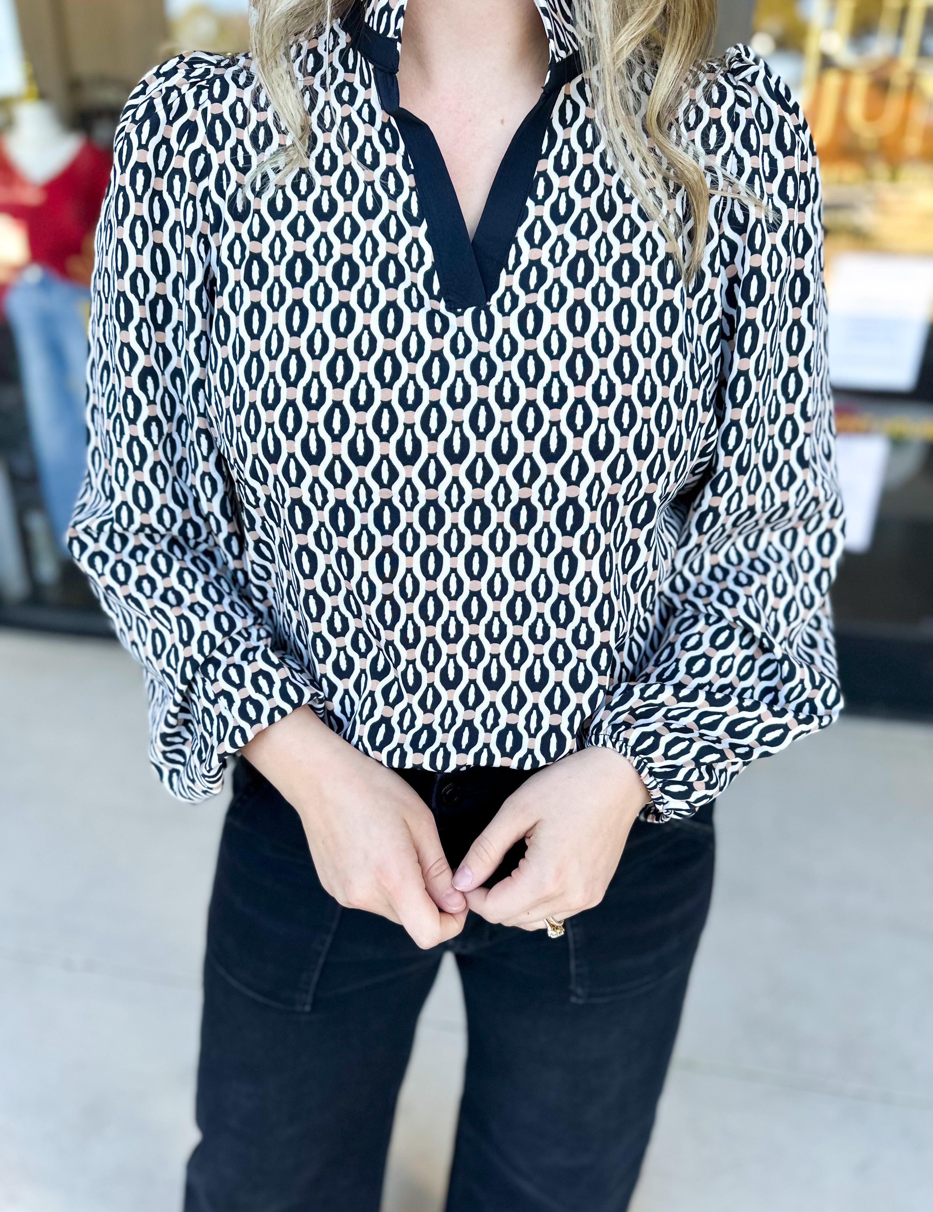 Mary Square- The Kayla High Notes Blouse-200 Fashion Blouses-MARY SQUARE-July & June Women's Fashion Boutique Located in San Antonio, Texas