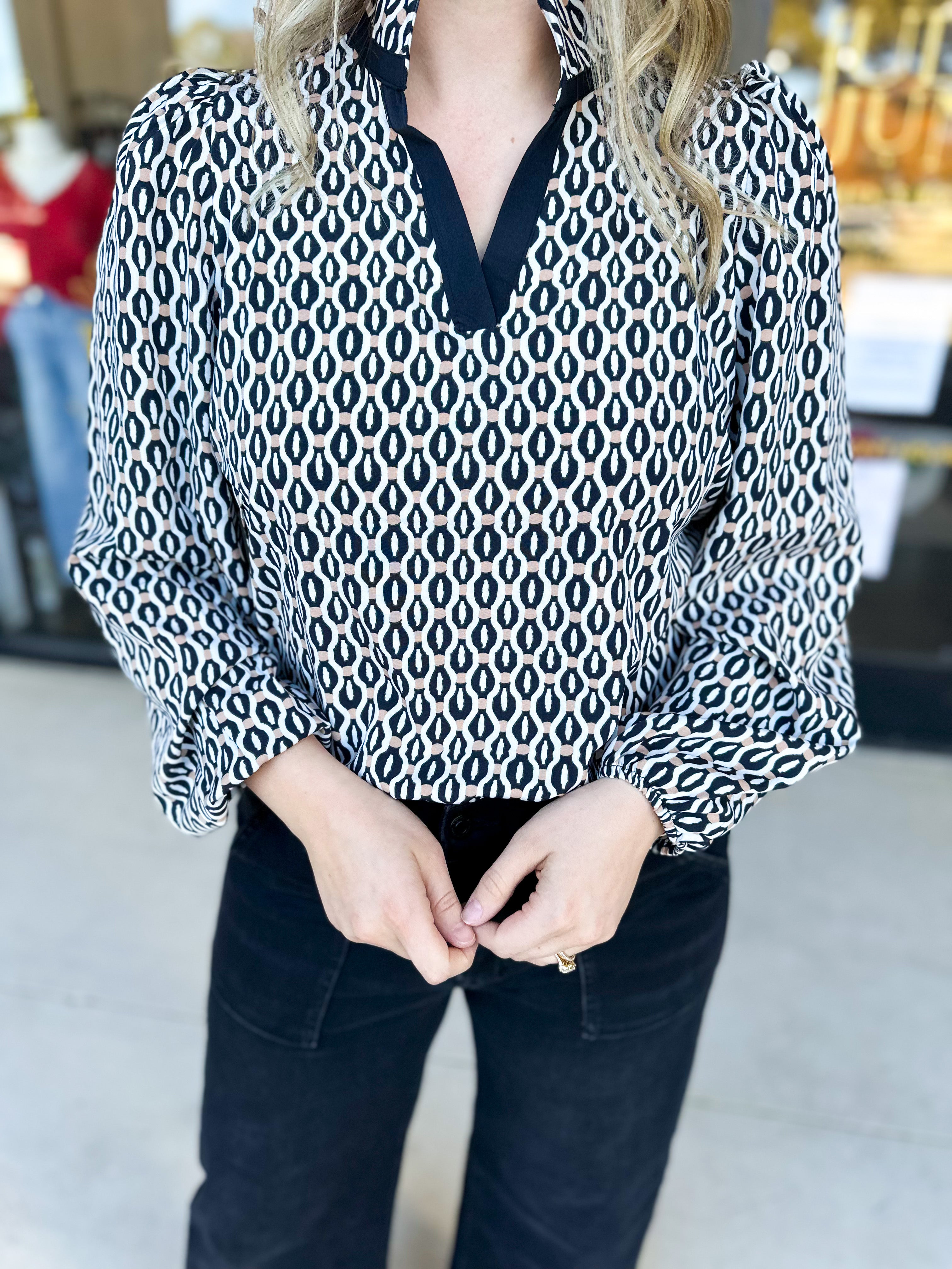 Mary Square- The Kayla High Notes Blouse-200 Fashion Blouses-MARY SQUARE-July & June Women's Fashion Boutique Located in San Antonio, Texas