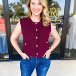 Classic Chic Knit Vest - Wine-230 Sweaters/Cardis-ENTRO-July & June Women's Fashion Boutique Located in San Antonio, Texas