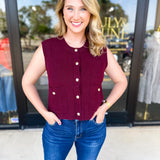 Classic Chic Knit Vest - Wine-230 Sweaters/Cardis-ENTRO-July & June Women's Fashion Boutique Located in San Antonio, Texas