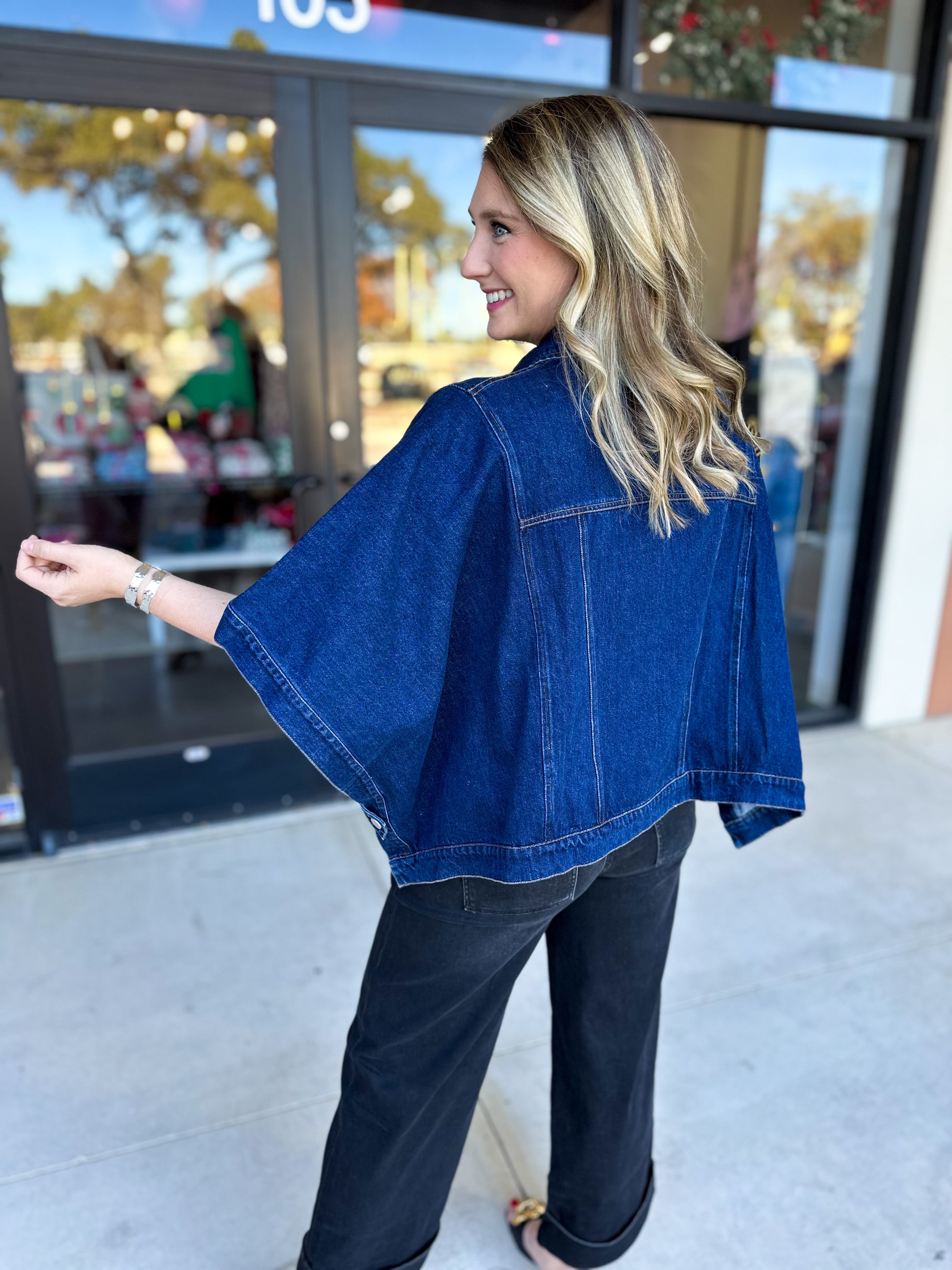 Short Sleeve Denim Jacket-600 Outerwear-TCEC-July & June Women's Fashion Boutique Located in San Antonio, Texas