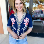 THML- Floral & Stripe Knit Top-230 Sweaters/Cardis-THML-July & June Women's Fashion Boutique Located in San Antonio, Texas
