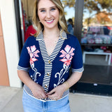 THML- Floral & Stripe Knit Top-230 Sweaters/Cardis-THML-July & June Women's Fashion Boutique Located in San Antonio, Texas