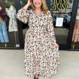 Fall Days Floral Midi Dress-500 Midi-POLOGRAM-July & June Women's Fashion Boutique Located in San Antonio, Texas