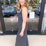 Navy Knit Midi Dress-500 Midi-SKIES ARE BLUE-July & June Women's Fashion Boutique Located in San Antonio, Texas