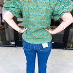 THML - Teal Paisley Blouse-200 Fashion Blouses-THML-July & June Women's Fashion Boutique Located in San Antonio, Texas