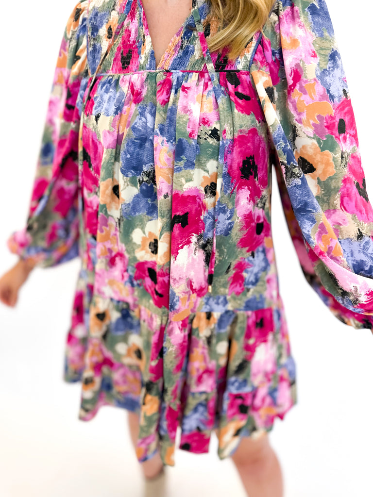 Orchid Floral Dreams Mini Dress-510 Mini-ENTRO-July & June Women's Fashion Boutique Located in San Antonio, Texas