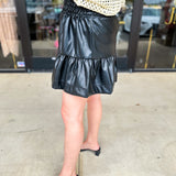 THML - Black Faux Leather Mini Skirt-410 Shorts/Skirts-THML-July & June Women's Fashion Boutique Located in San Antonio, Texas