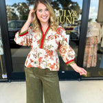 The Polly Peplum Blouse-200 Fashion Blouses-ENTRO-July & June Women's Fashion Boutique Located in San Antonio, Texas
