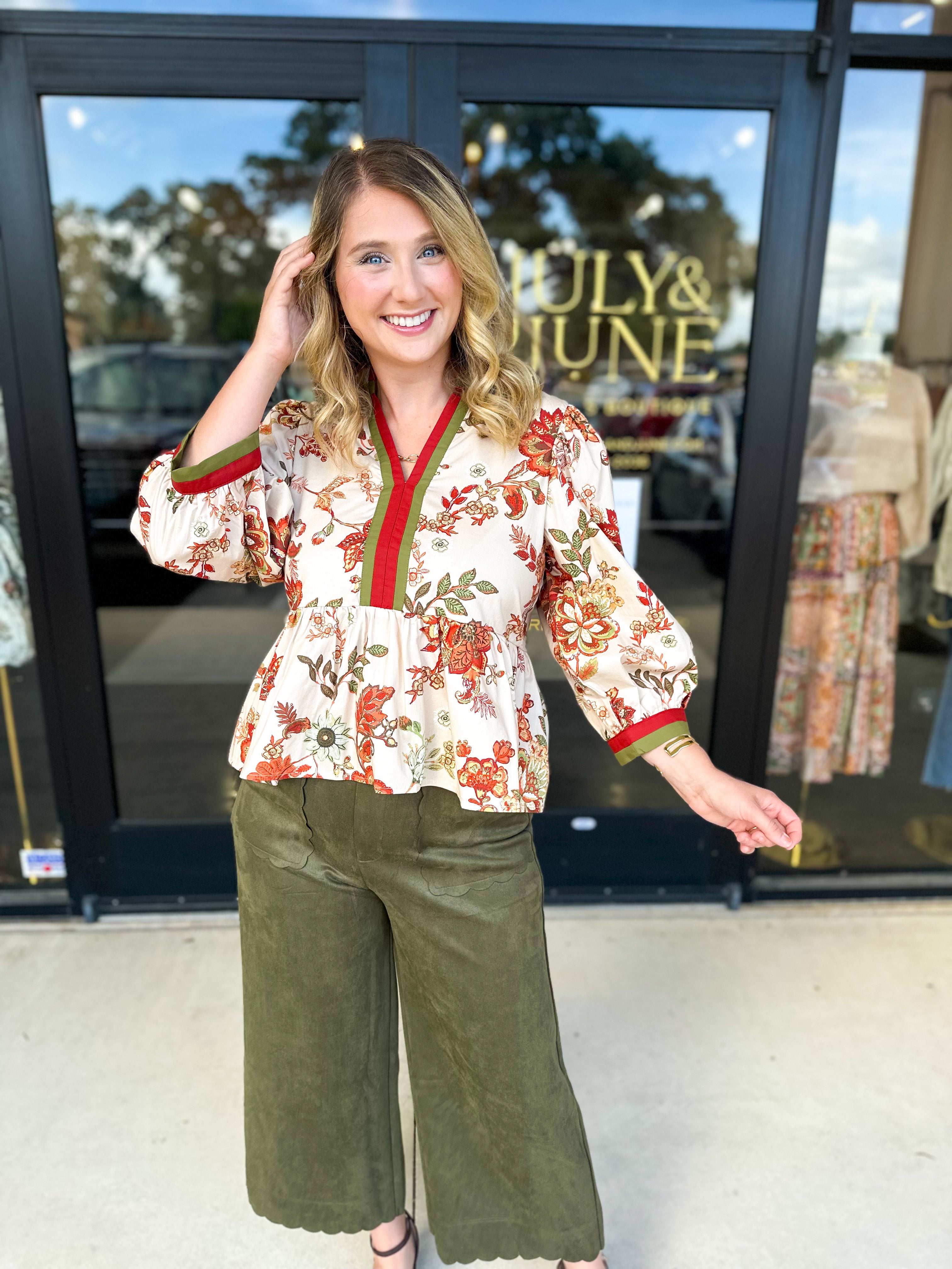 The Polly Peplum Blouse-200 Fashion Blouses-ENTRO-July & June Women's Fashion Boutique Located in San Antonio, Texas