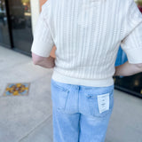 THML - Cream Knit Collared Sweater Top-230 Sweaters/Cardis-THML-July & June Women's Fashion Boutique Located in San Antonio, Texas