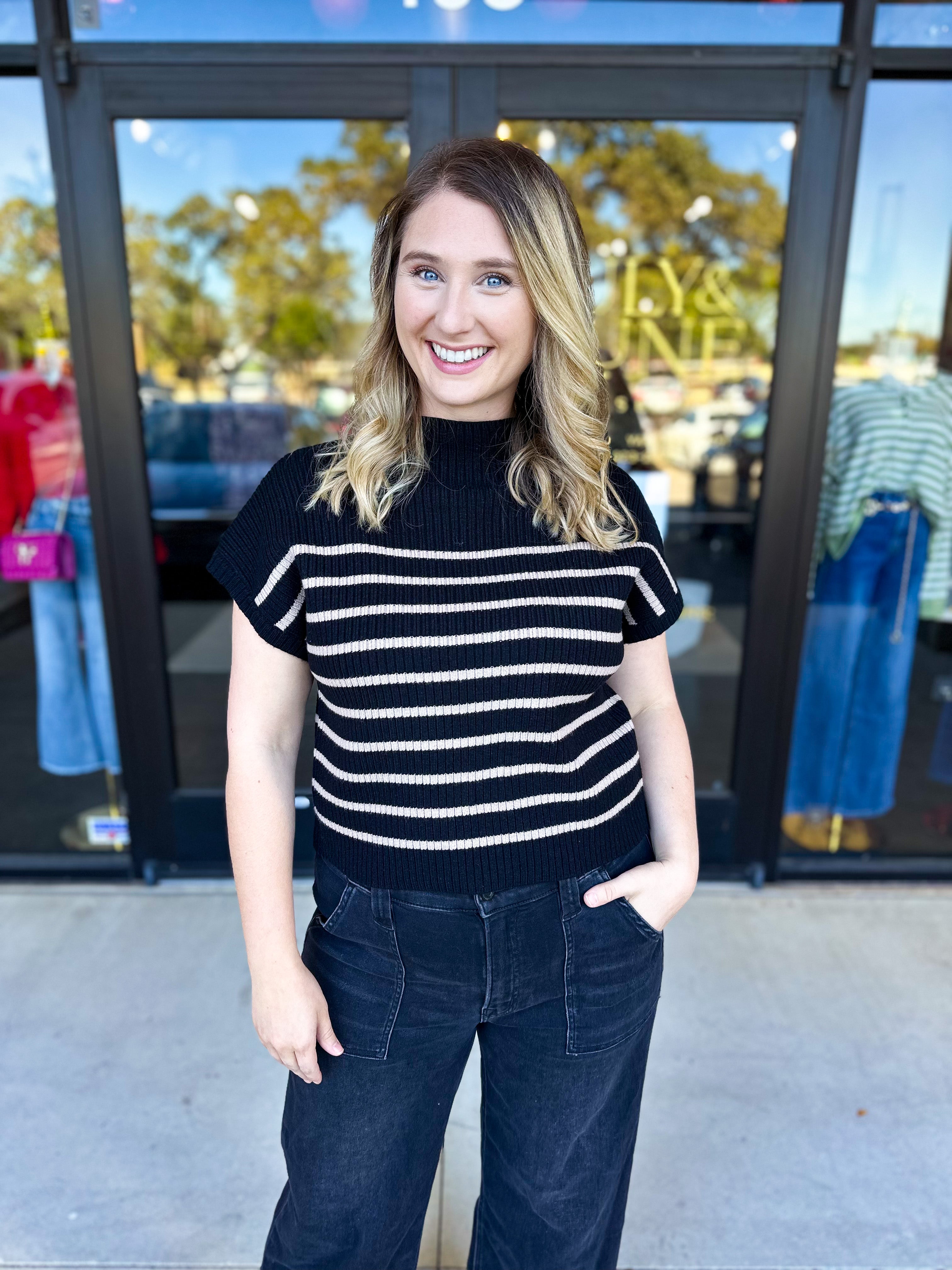 Pink Friday Doorbuster - Mock Neck Knit Sweater Top - Black - ONLINE-PINK FRIDAY DOORBUSTERS-BLU PEPPER-July & June Women's Fashion Boutique Located in San Antonio, Texas