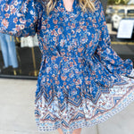 Deep Blue Harvest Mini Dress-510 Mini-FATE-July & June Women's Fashion Boutique Located in San Antonio, Texas