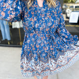 Deep Blue Harvest Mini Dress-510 Mini-FATE-July & June Women's Fashion Boutique Located in San Antonio, Texas