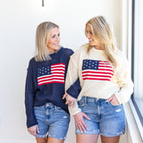 American Vintage Knit Sweater Top - Cream-230 Sweaters/Cardis-JODIFL-July & June Women's Fashion Boutique Located in San Antonio, Texas