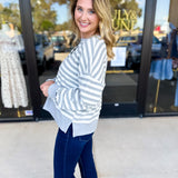 Casual Cool Henley Long Sleeve - Light Grey-210 Casual Blouses-POLOGRAM-July & June Women's Fashion Boutique Located in San Antonio, Texas