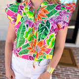 Take Me To The Tropics Blouse-200 Fashion Blouses-FATE-July & June Women's Fashion Boutique Located in San Antonio, Texas