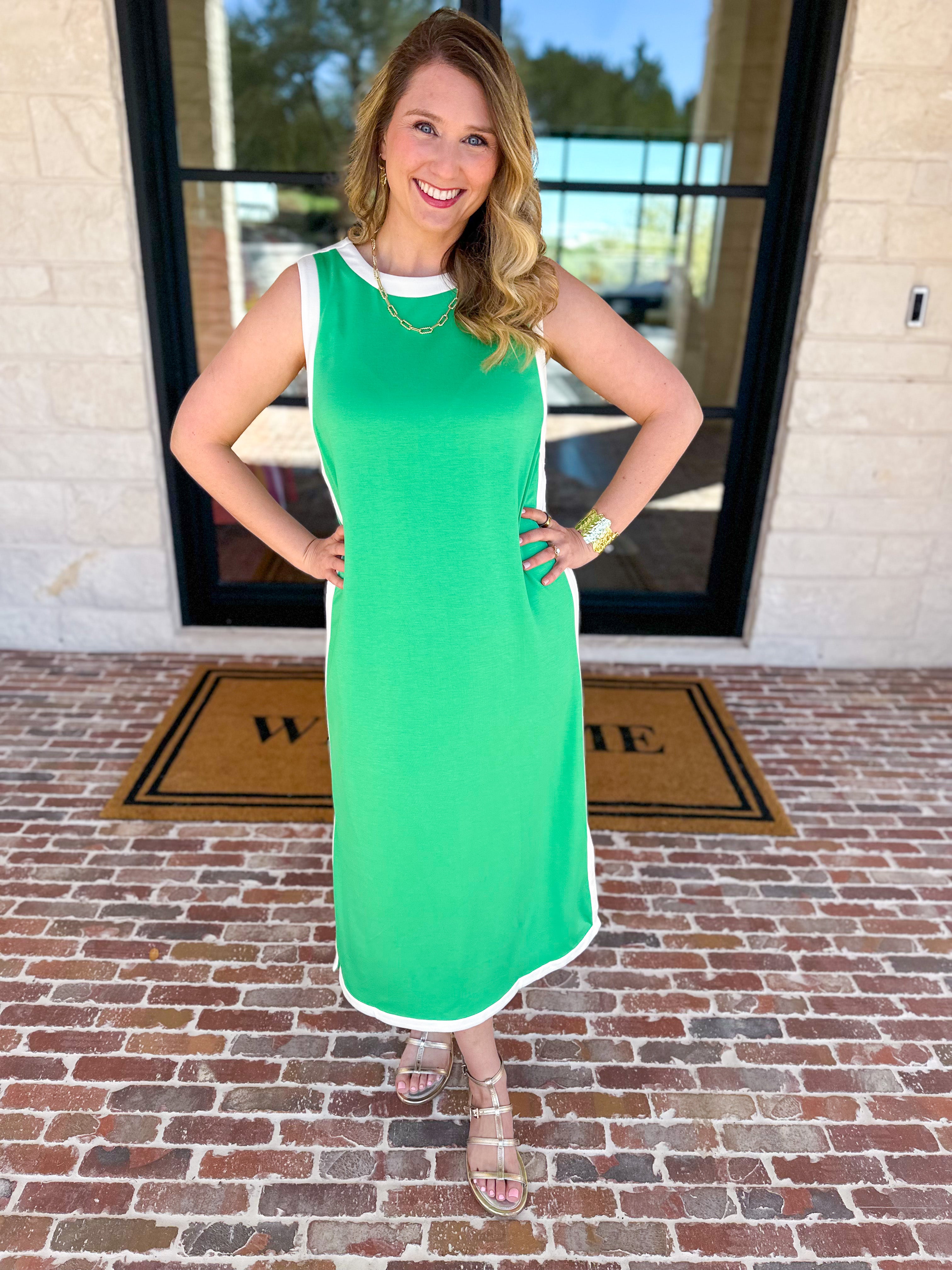 The Casual Cutie Midi Dress - Kelly Green-500 Midi-ENTRO-July & June Women's Fashion Boutique Located in San Antonio, Texas