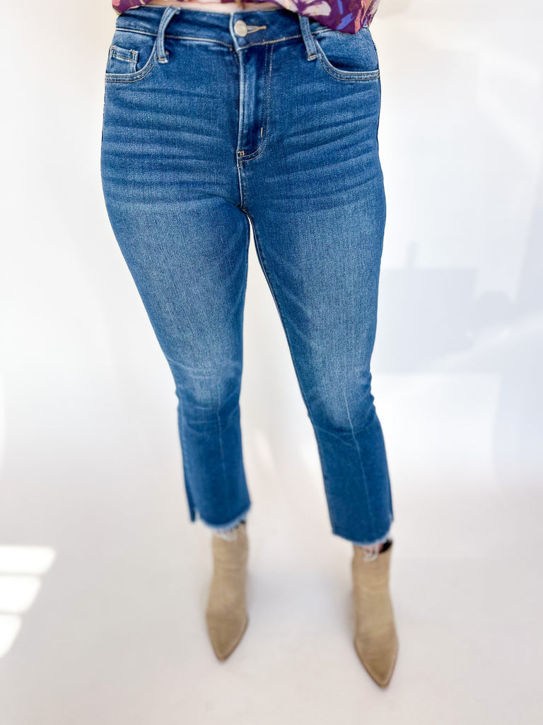 Vervet High Rise Medium Wash Kick Flare-400 Pants-VEVERT BY FLYING MONKEY-July & June Women's Fashion Boutique Located in San Antonio, Texas