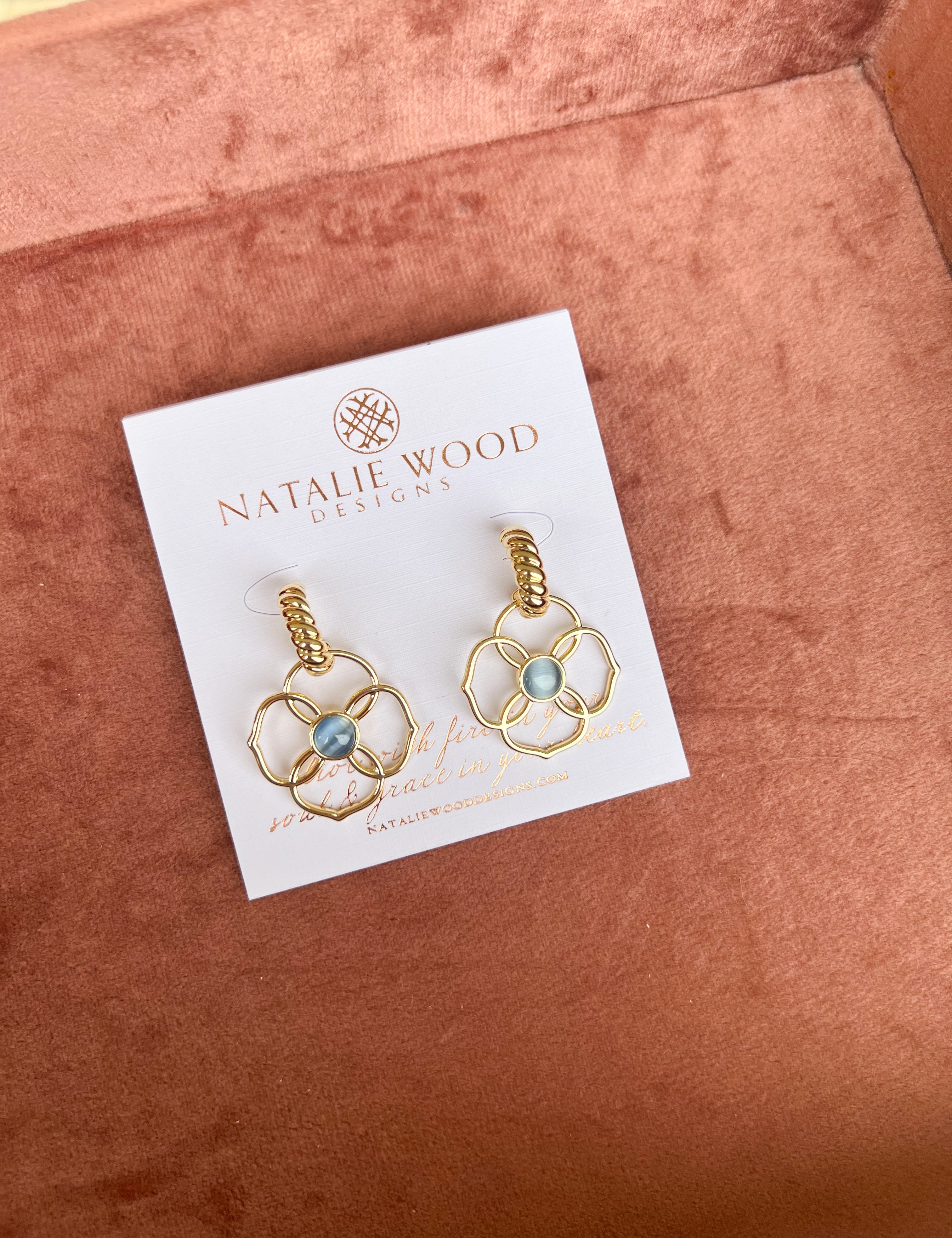 Natalie Wood - Botanic Drop Earrings - Blue Chalcedony-110 Jewelry & Hair-Natalie Wood-July & June Women's Fashion Boutique Located in San Antonio, Texas