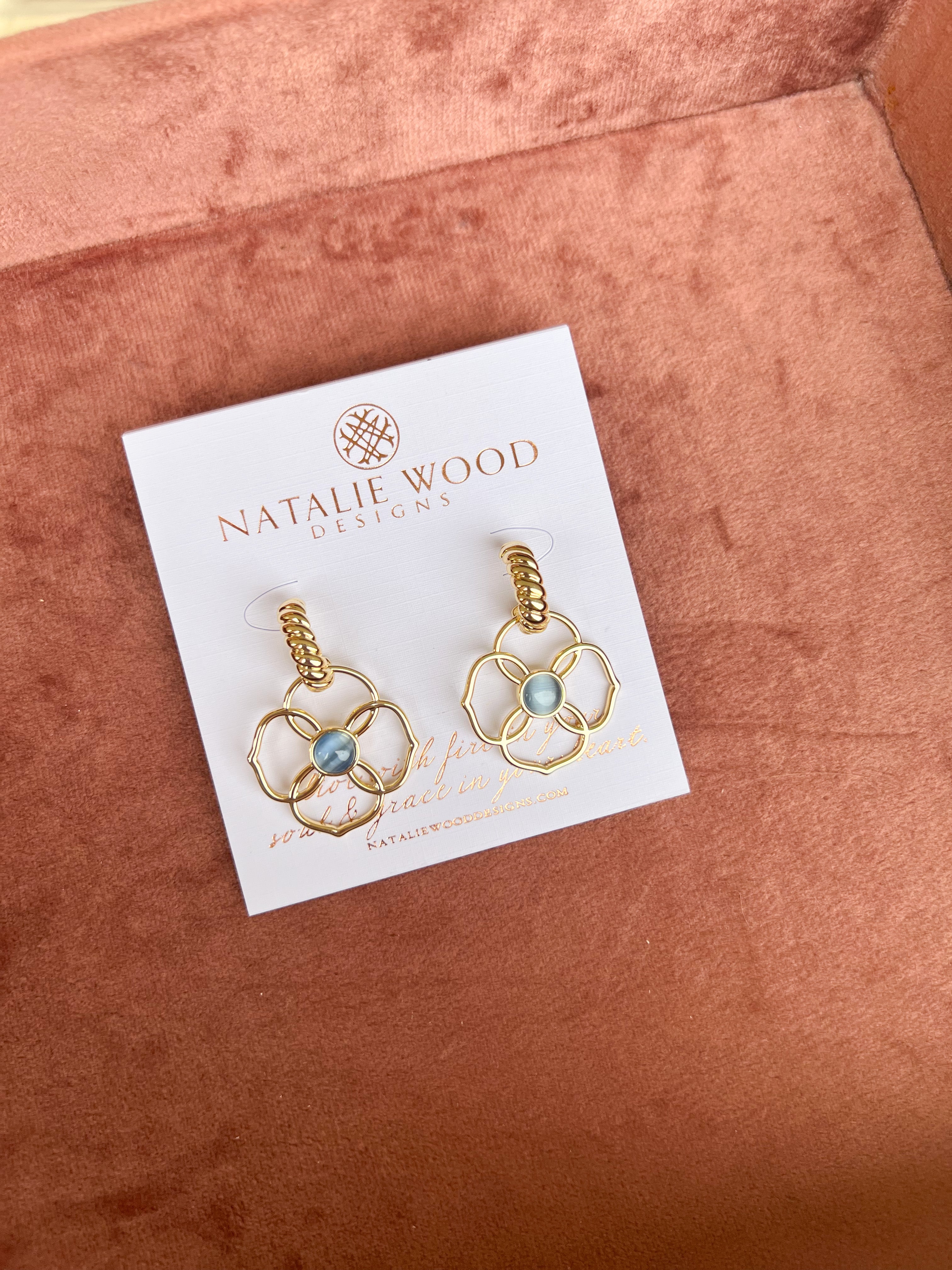 Natalie Wood - Botanic Drop Earrings - Blue Chalcedony-110 Jewelry & Hair-Natalie Wood-July & June Women's Fashion Boutique Located in San Antonio, Texas