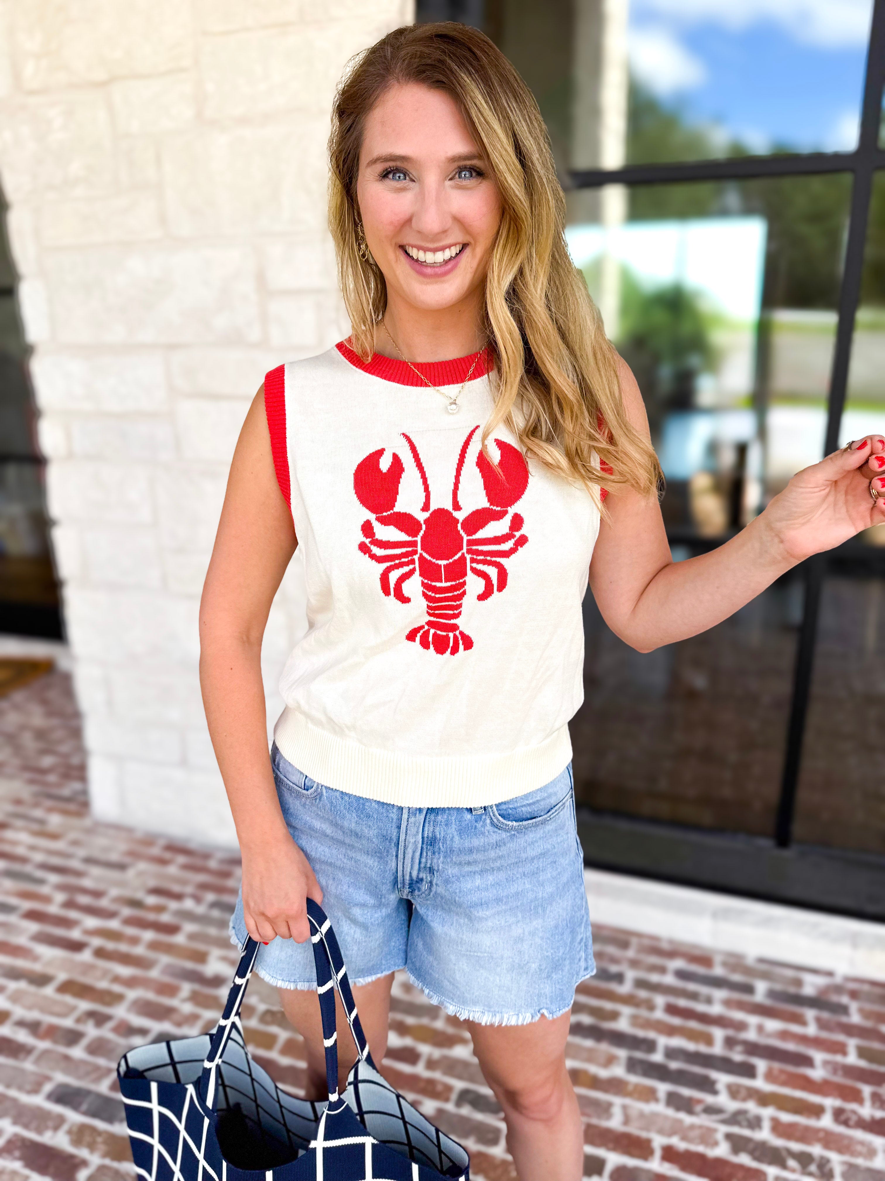 Lobster Knit Tank-230 Sweaters/Cardis-FATE-July & June Women's Fashion Boutique Located in San Antonio, Texas