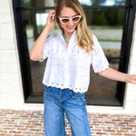 THML - Summertime Eyelet Blouse-200 Fashion Blouses-THML-July & June Women's Fashion Boutique Located in San Antonio, Texas