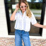 THML - Summertime Eyelet Blouse-200 Fashion Blouses-THML-July & June Women's Fashion Boutique Located in San Antonio, Texas