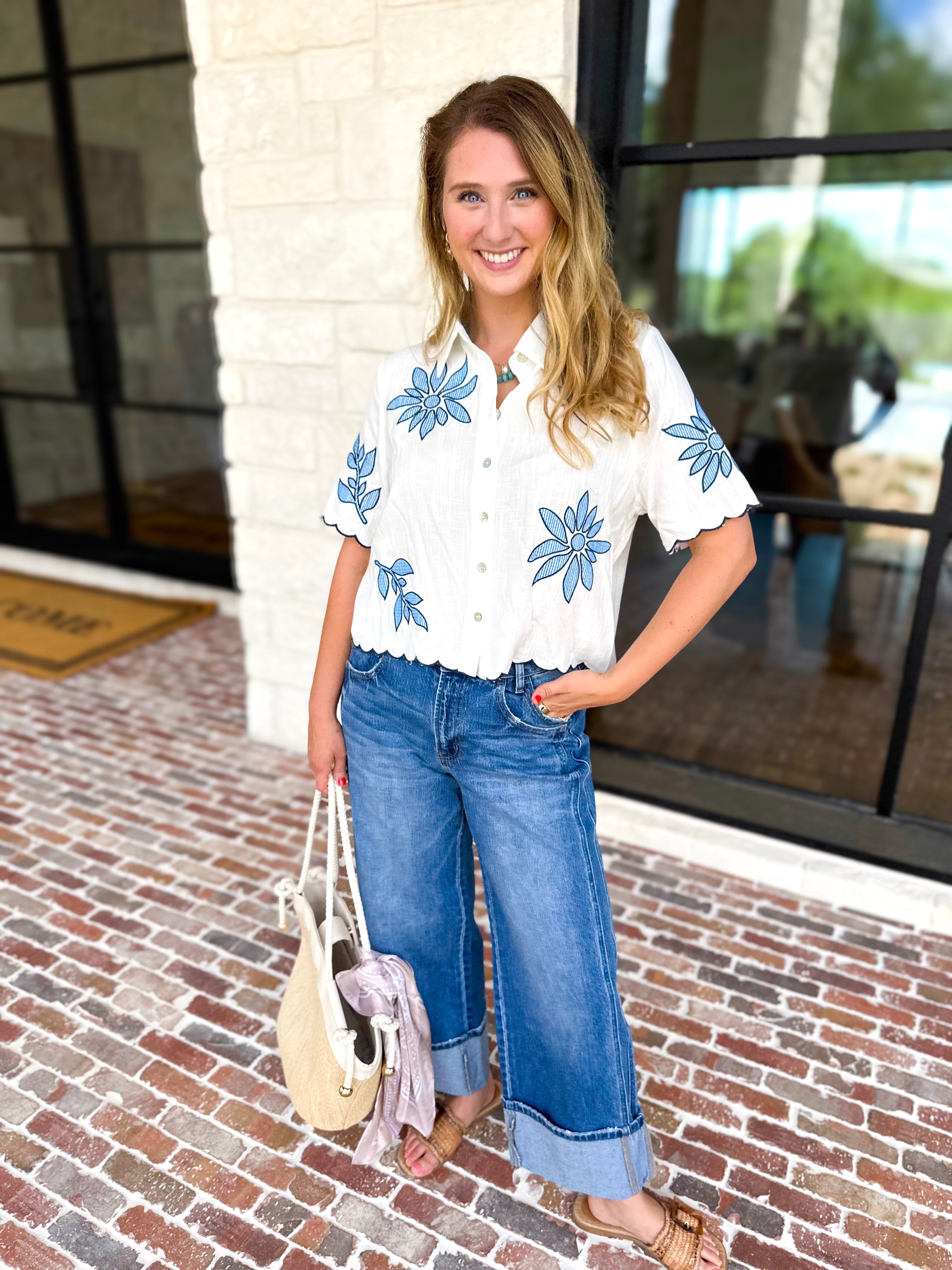 THML - Girl Next Door Blouse-200 Fashion Blouses-THML-July & June Women's Fashion Boutique Located in San Antonio, Texas