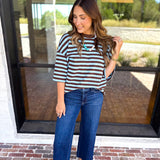 The Coffee Run Tee - Blue Mocha-210 Casual Blouses-ENTRO-July & June Women's Fashion Boutique Located in San Antonio, Texas