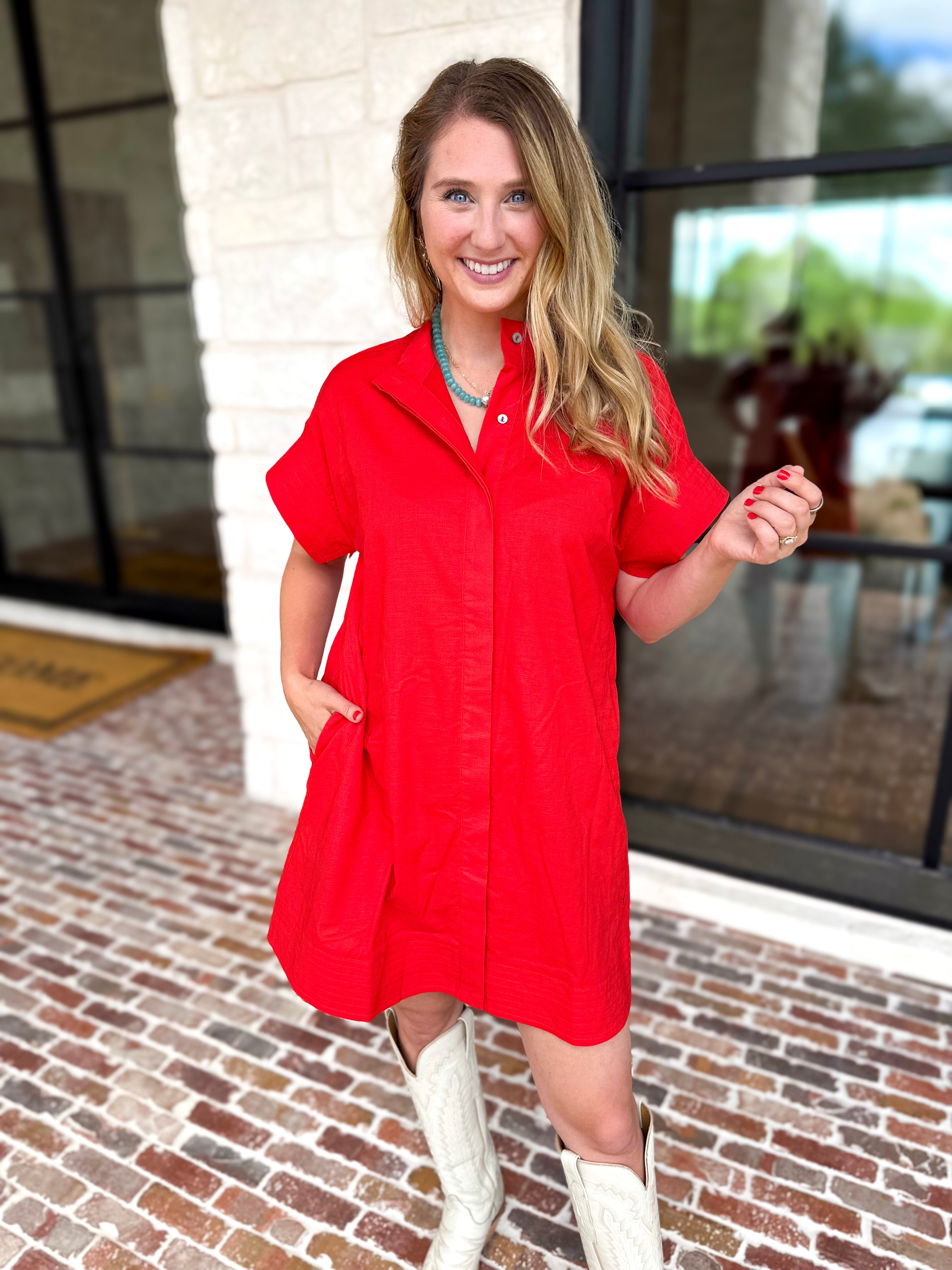 The Everyday Red Mini Dress-510 Mini-ENTRO-July & June Women's Fashion Boutique Located in San Antonio, Texas