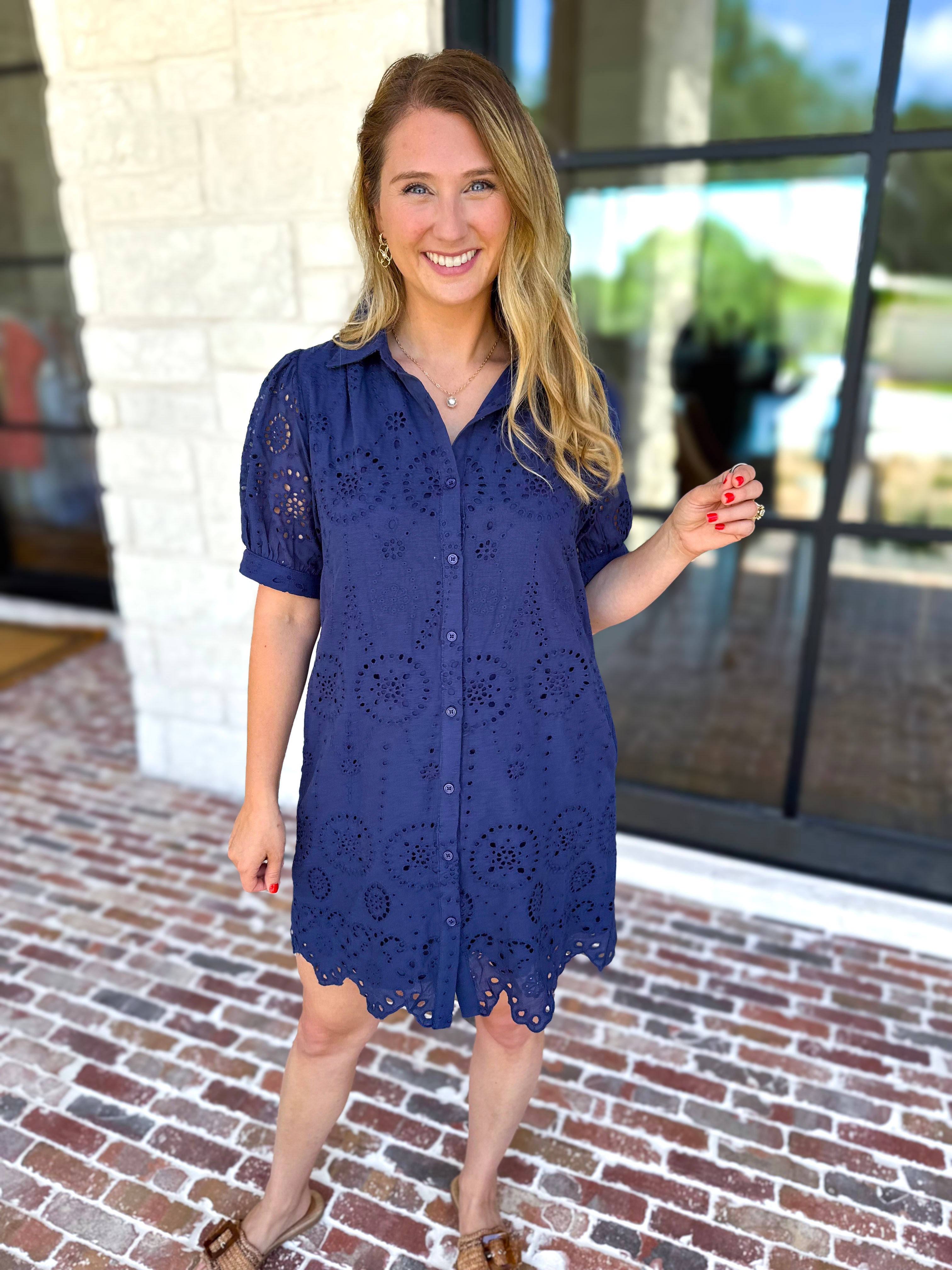 Seagrove Navy Mini Dress-510 Mini-JODIFL-July & June Women's Fashion Boutique Located in San Antonio, Texas