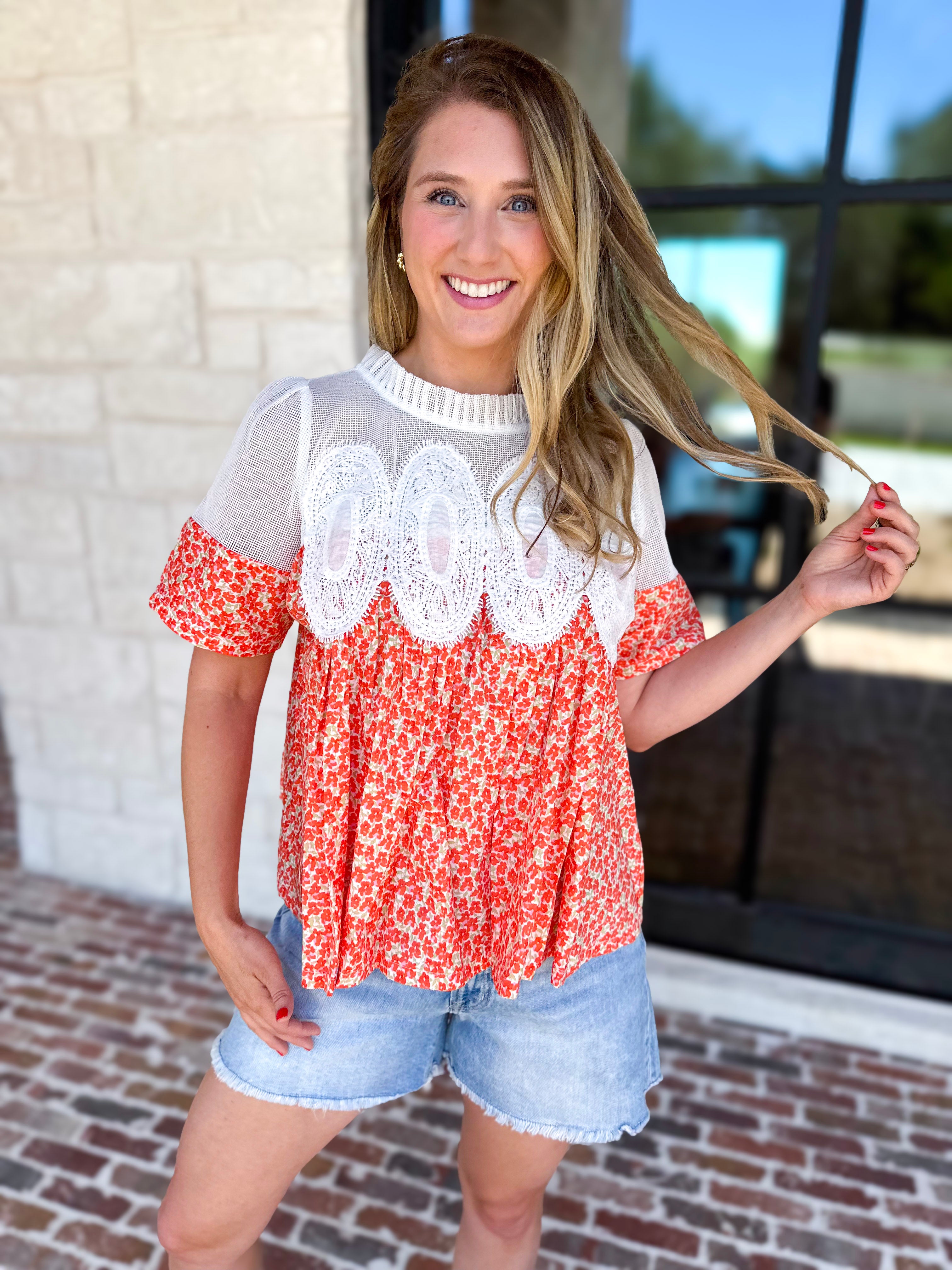 Happy Garden Blouse-200 Fashion Blouses-FATE-July & June Women's Fashion Boutique Located in San Antonio, Texas