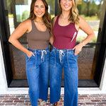 Vervet - High Rise Drawstring Wide Leg Comfy jeans-420 Denim-VEVERT BY FLYING MONKEY-July & June Women's Fashion Boutique Located in San Antonio, Texas