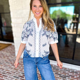 THML - Geometric Floral Blouse-200 Fashion Blouses-THML-July & June Women's Fashion Boutique Located in San Antonio, Texas