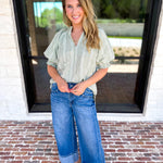 Sage Picnic Blouse-200 Fashion Blouses-JODIFL-July & June Women's Fashion Boutique Located in San Antonio, Texas